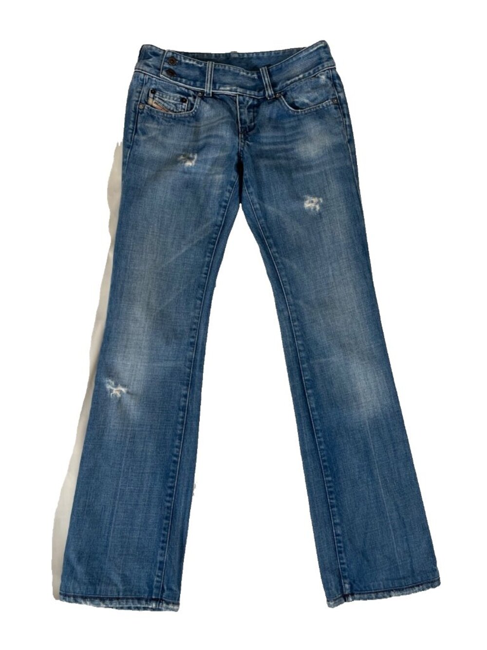 DIESEL Jeans Y2K Bootcut Distressed Medium Blue Wash Vintage Bootcut 27 Low Rise